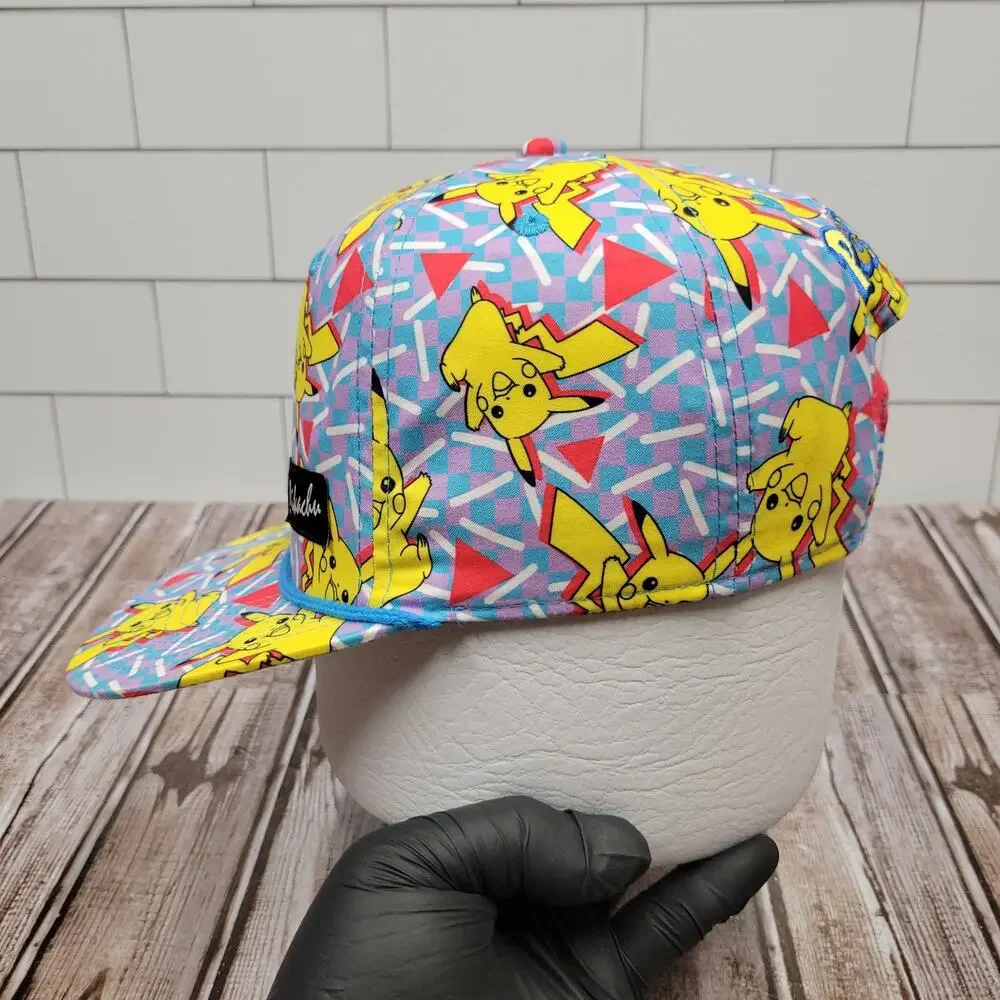 Pokemon Pikachu All Over Print Snapback Hat Nintendo 2015 Anime Gaming OSFA